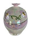 Vintage Holland Mold Floral Lidded Porcelain Easter Egg Trinket Candy Dish Euc