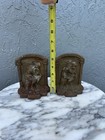 Vintage Cast Iron Thinker Bookends Pair Art Deco Style Heavy Metal Book Ends