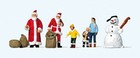 Preiser 79226 N Scale Christmas Figures -- 2 Santas  Children  Snowman
