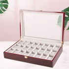 24 Slot Wooden Watch Box Display Case Glass Top Jewelry Storage Organizer   Lock