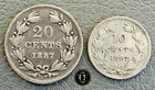 1887 - 20   10 Centavos Nicaragua Rare Silver Vintage Coin      beautiful  Coins  