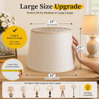 Large Drum Lamp Shades Set Of 2 Beige Linen 12x16x11 Farmhouse Decor Pair Rustic