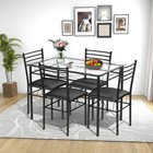 Dining Table Set  5 Pieces Dining Set With Tempered Glass Top Table And 4 Cha   