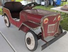 Vintage Steel Jeep Pedal Car W Original Leather Seat Steers And Pedals