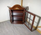 Vintage Bombay Company Wall Curio Cabinet Glass Display Case Shelf Mahogany R62