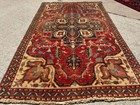 4x6 Vintage Heriz Rug Handmade Oriental Handwoven Antique Old Real Serapi Tribal
