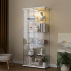 Glass Display Cabinet With Led Light 5-shelf 2 Door 5mm Tempered Glass Bookshelf