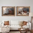 Large 19th Century Scottish Highland Stag Loch Landscape By Clarence Henry Roe