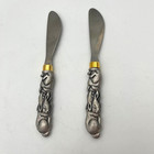 Set 2 Vintage Arthur Court Bunny Rabbit Spreader Knives 5 25  Stainless Steel