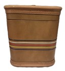 Amelia Earhart Train Case Vintage Tan Striped Cosmetic Makeup Travel Case W Key