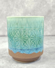 Vintage Art Pottery Vase Boho Style Turquoise Brown 5  Decorative Jar