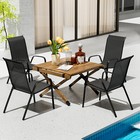 Set Of 4 Patio Dining Chairs Stackable Outdoor Dining Chairs Set Garden Black