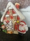 Vintage  2  Christmas Blow Mold House Ornaments Santa Snowman