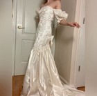 Vintage 1980s Lace And Satin Off The Shoulder Drop Waist Mermaid Wedding Dress