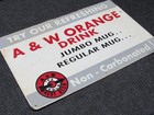 Rare 1950s A w Drive In Orange Drink Jumbo Mug Painted Metal Dealer Sign Crush