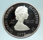 1978 Cayman Islands Queen Elizabeth Ii W Flower Proof Silver Dollar Coin I76710
