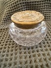 Antique Art Nouveau Repousse Lid Vanity Dresser Crystal Jar Powder Jar