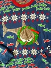 33 Degrees Christmas Sweater Mens Medium Blue Shark Ugly Holiday Pullover