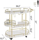 3 Tier Rolling Kitchen Bar Cart With Wine Rack Glass Holder Storage Shelves