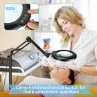 10x Magnifying Glass Floor Lamp With Light  Adjustable Swing Arm And Clamp