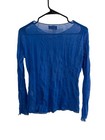 Les Feux De La Mode Sheer Blue Polyester Long Sleeve Top Size T2 Elegant