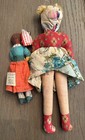 2 Vintage Antique Masked Face Cloth Dolls  Hand Painted