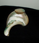 Ant  19th Century Victorian Mother Of Pearl Hinged Seashell Inkwell W insert