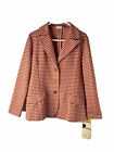Nos Vintage 60s Womens 14 Houndstooth Plaid Knit Blazer Skirt Pants 3pc Suit