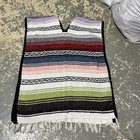 Vintage Mexican Serape Poncho Baja Southwestern Boho Festival Made Mexico