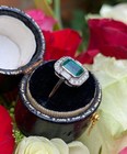 Art Deco Vintage Style 3ct Lab Created Emerald Engagement 14k White Gold Plated