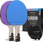 Professional Table Tennis Paddle - Carbon Fiber  7-ply Blade  Protector Case