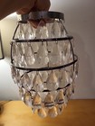 Vintage Art Deco Style Chrome   Cut Glass Tear Drop Lamp Pendant Shade  5 Teir  