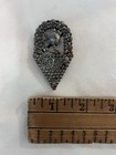 Women s Vintage Teardrop Crystal Brooch Pin  Brass Base  Silver gold Tone  2 In