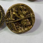 Lot Of 5 Vintage Victorian Metal wood Picture Buttons Courting Man Woman