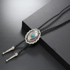 Vintage Turquoise Stone Bolo Tie For Men Western Cowboy Oval Cool Retro Bola Tie