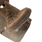 Youth Barrel Style Western Saddle With Teal Accents Rough Out Fqhb 10  New
