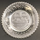 Antique Eapg Glass Plate Lot Of 2 The Mayflower Ship Plymouth 1620