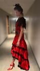 Vtg Handmade Professional Womens Dress Matador Flamenco Sequence Ruffles Goth