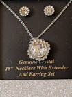 Jewelry Set Silver Tone Necklace And Earrings With Genuine Crystals 