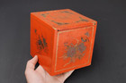 Antique Chinese Red Lacquer Tea Caddy Box W  Russian Imperial Double Eagle 19thc