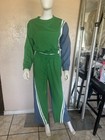 Women   s 2-piece Colorblock Denim Tracksuit Set L Green Blue White Drawstring