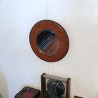Vintage Antique Wooden Round Mirror