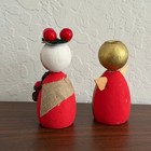 Vintage Scandinavian Folk Art Candle Holders Wooden Handpainted Sweden