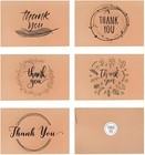 80 Thank You Cards Bulk Set With Kraft Envelopes Stickers 4x6 Blank Brown New