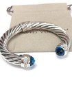 David Yurman 10mm Cable Classics Bracelet 925 Silver With Blue Topaz   Diamonds