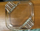 Ashtray Vintage Clear Glass Cigar   Cigarette 4 5  Square Unique Design