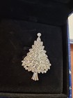Swarovski Swan Signed Crystal  Christmas Tree Pin In Box 