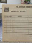 Older The Colorado And Southern Railway Company Form 2610---empty Can Waybill