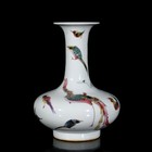 A Pair Fine Collectable Art Handmade Painting Famille Rose Porcelain Bird Vase