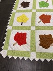 Hand Quilted Maple Leaf Applique Quilt Hand Stitched 72x86 Prairie Point